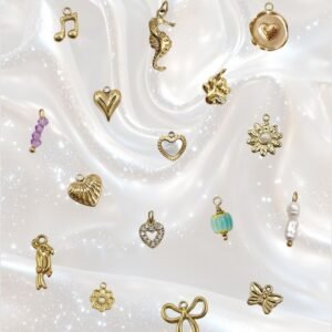 Golden Metal Logo Charms